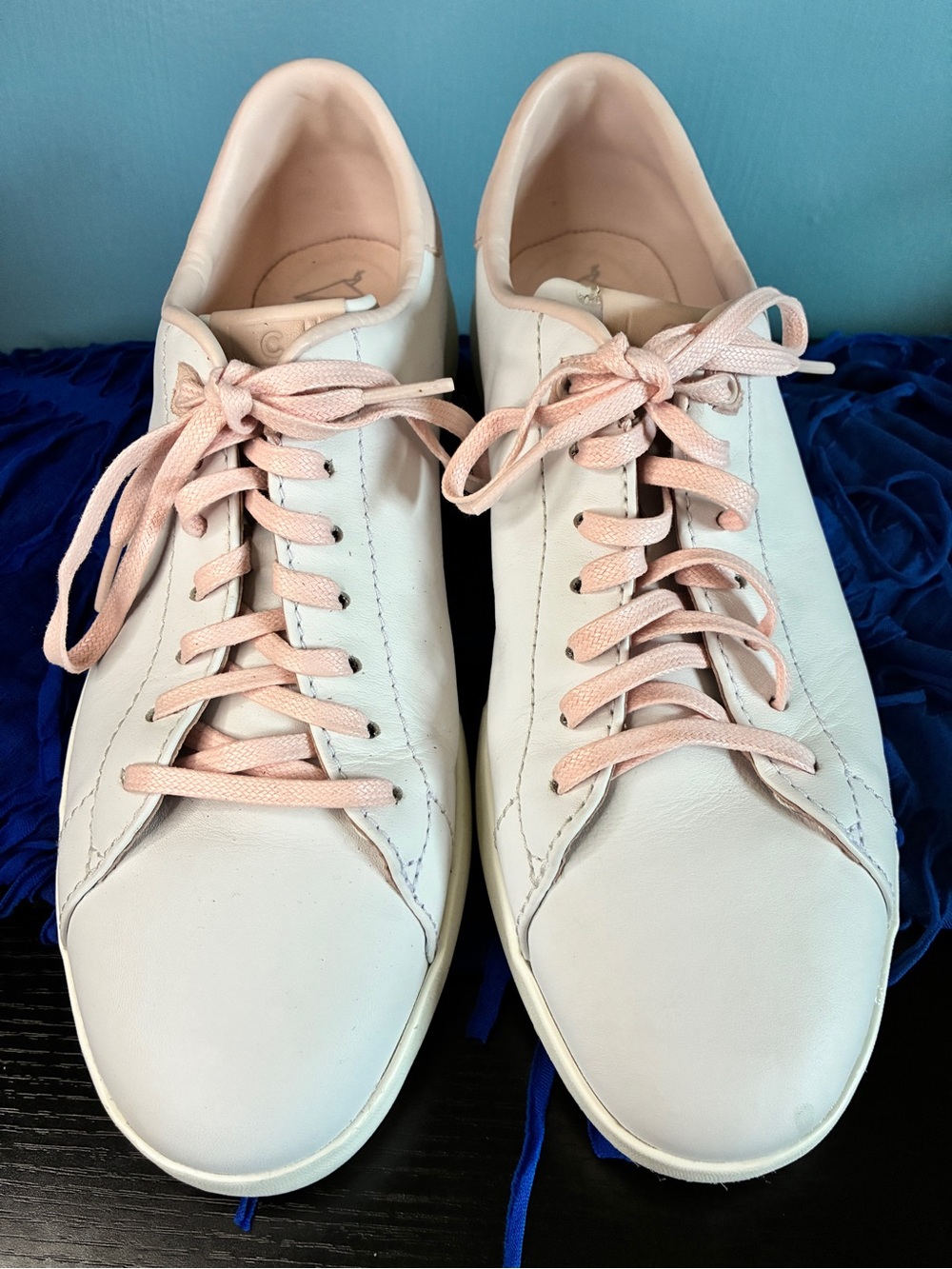 Cole Haan White Leather Sneakers with Pale Pink Accents